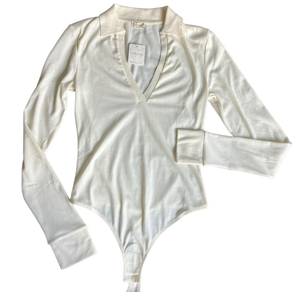 NWT🔖 FREE PEOPLE Intimately Do It Right Bodysuit Ivory Collar Women’s M - Picture 7 of 10